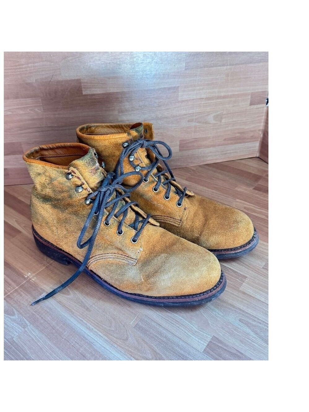 Original Chippewa Heritage 6" Service Boots Tan Roughout Suede Men's 10.5